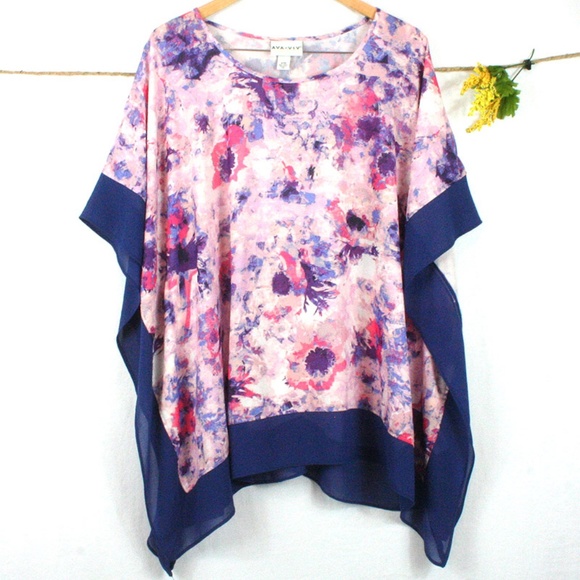 Ava & Viv Tops - Ava & Viv Floral Poncho Top